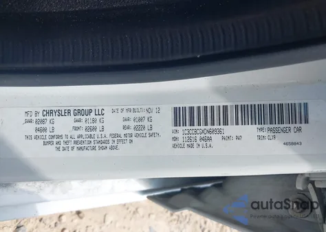 2013 Chrysler 200 Limited from USA, damaged, VIN 1C3CCBCGXDN609361